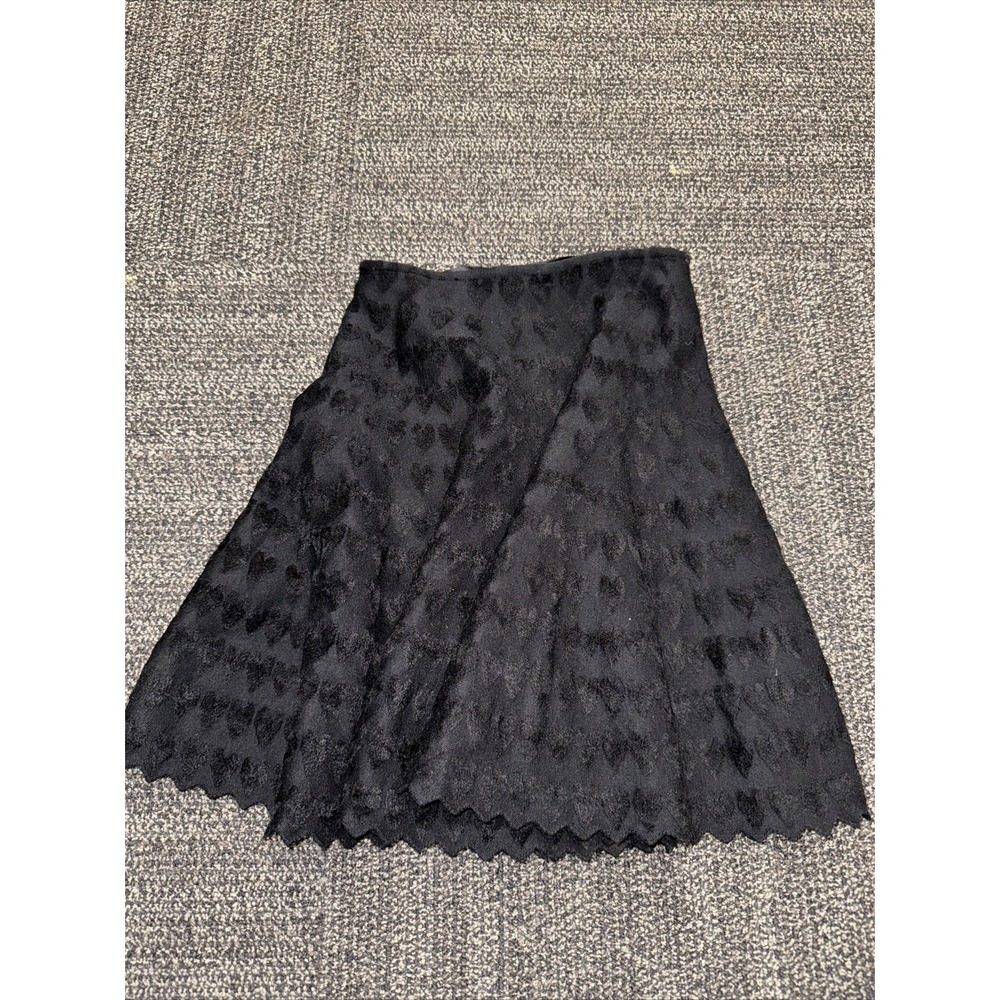 Alaia Knitted Ruched Swing Skirt EUC Hearts Printed‎